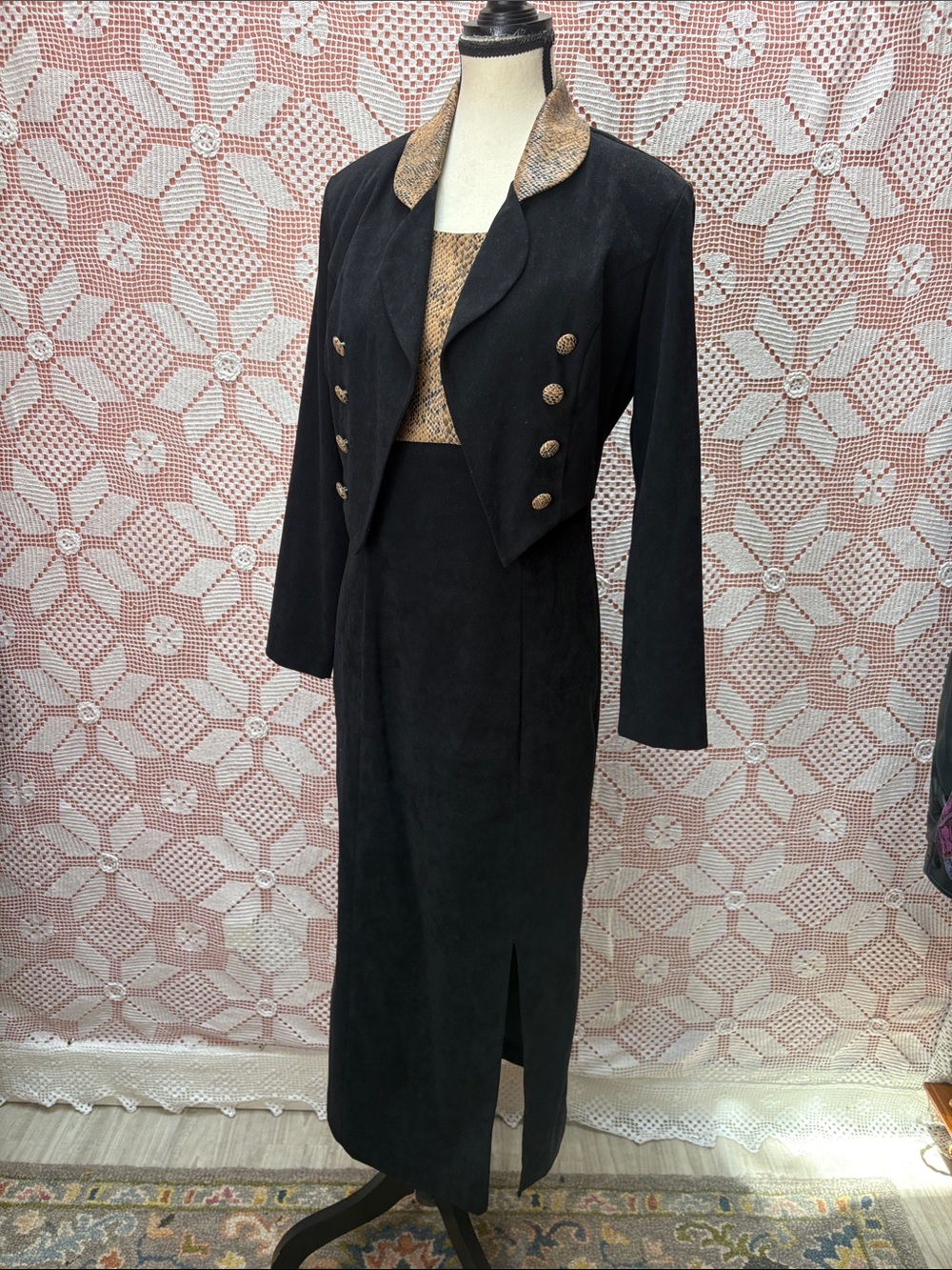Vintage Jessica Petites Snakeskin Print Dress & Cropped Jacket Set – Made in Can